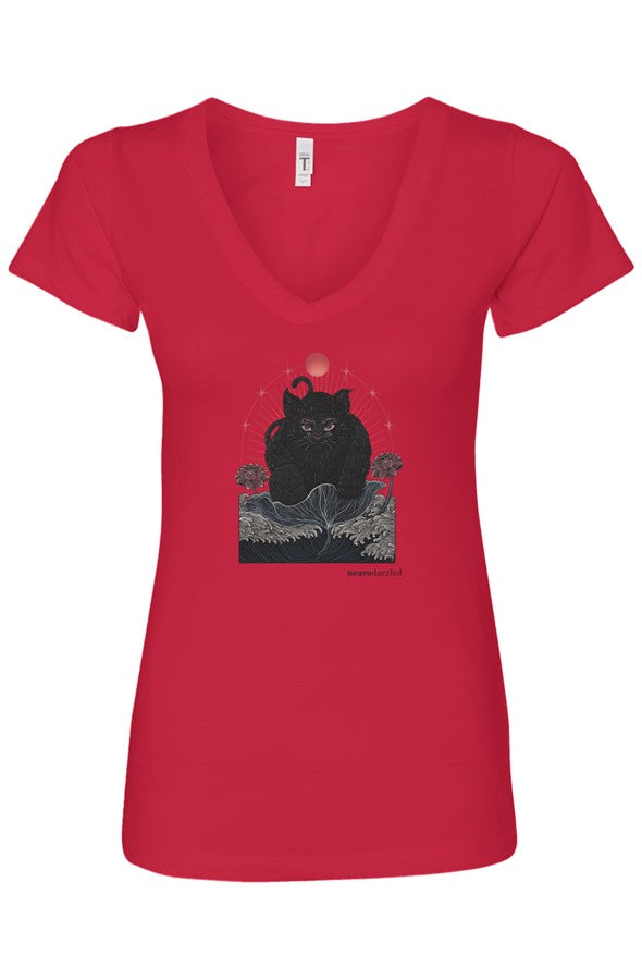 NOKIRUMI — Fitted V-Neck T-Shirt — Front Print