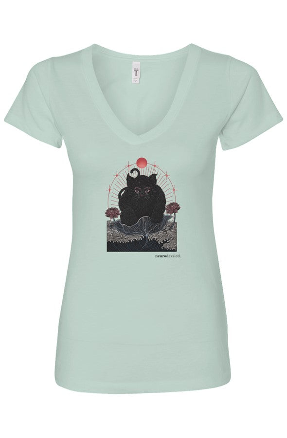 NOKIRUMI — Fitted V-Neck T-Shirt — Front Print