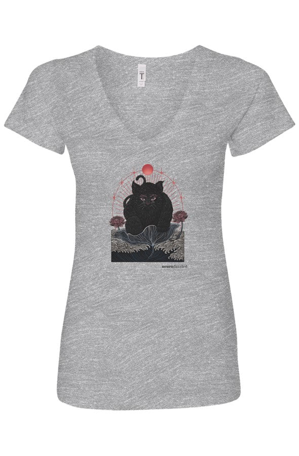 NOKIRUMI — Fitted V-Neck T-Shirt — Front Print