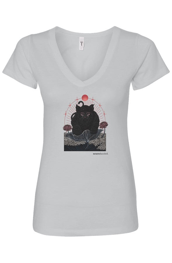 NOKIRUMI — Fitted V-Neck T-Shirt — Front Print