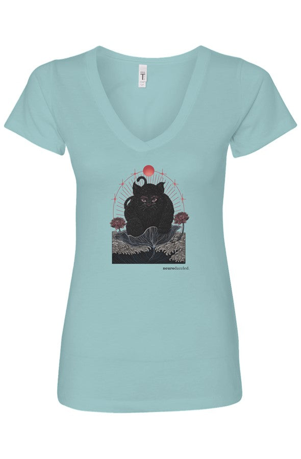 NOKIRUMI — Fitted V-Neck T-Shirt — Front Print