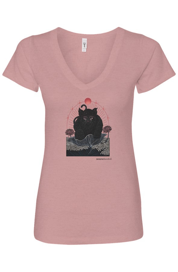 NOKIRUMI — Fitted V-Neck T-Shirt — Front Print