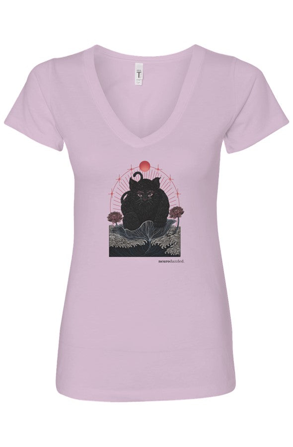 NOKIRUMI — Fitted V-Neck T-Shirt — Front Print