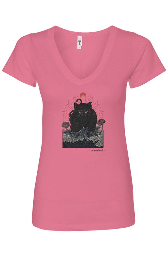 NOKIRUMI — Fitted V-Neck T-Shirt — Front Print