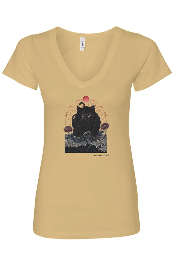 NOKIRUMI — Fitted V-Neck T-Shirt — Front Print