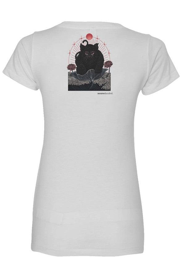 NOKIRUMI white fitted V-neck T-shirt, back print, garment only