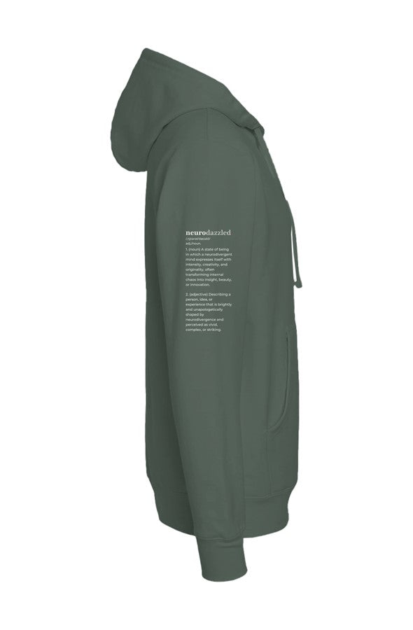 Neurodazzled Definition — Midweight Pullover Hoodie — Sleeve Print