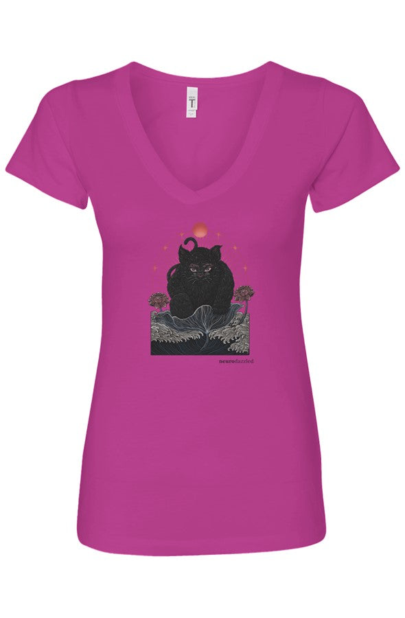 NOKIRUMI — Fitted V-Neck T-Shirt — Front Print