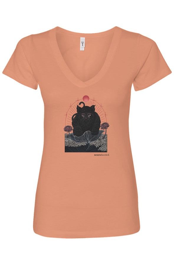 NOKIRUMI — Fitted V-Neck T-Shirt — Front Print