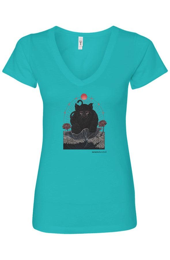 NOKIRUMI — Fitted V-Neck T-Shirt — Front Print