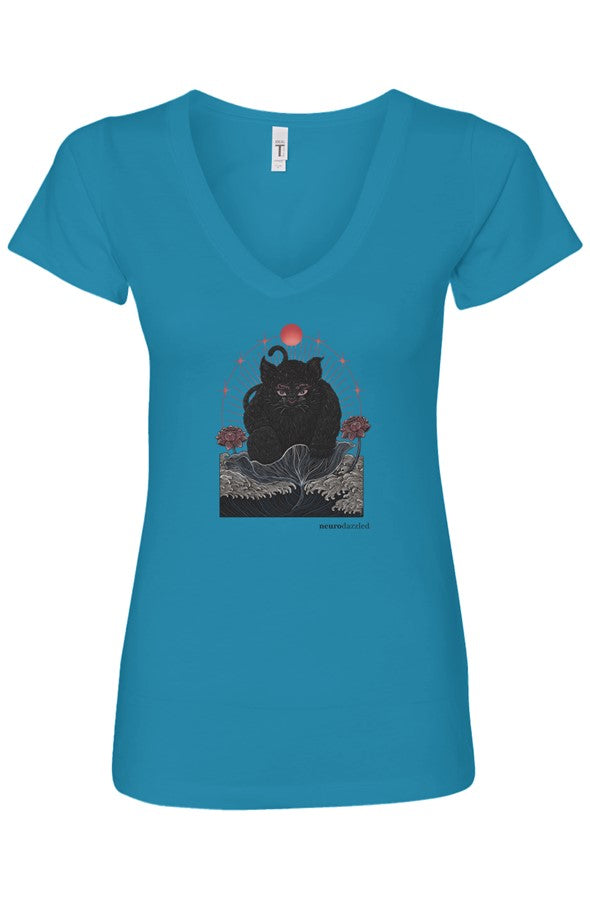 NOKIRUMI — Fitted V-Neck T-Shirt — Front Print