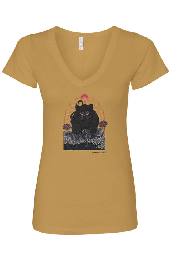 NOKIRUMI — Fitted V-Neck T-Shirt — Front Print