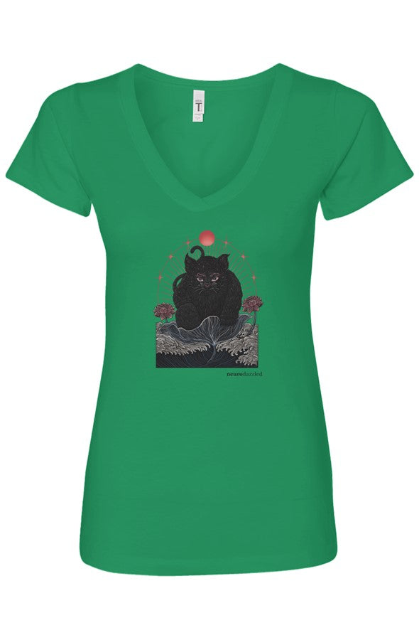 NOKIRUMI — Fitted V-Neck T-Shirt — Front Print