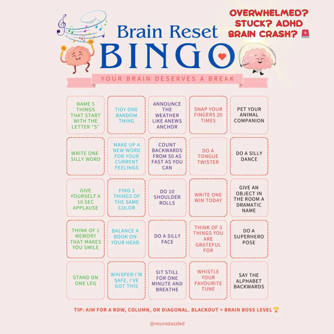 🎲 Brain Reset Bingo – Free ADHD-Friendly PDF neurodazzled.