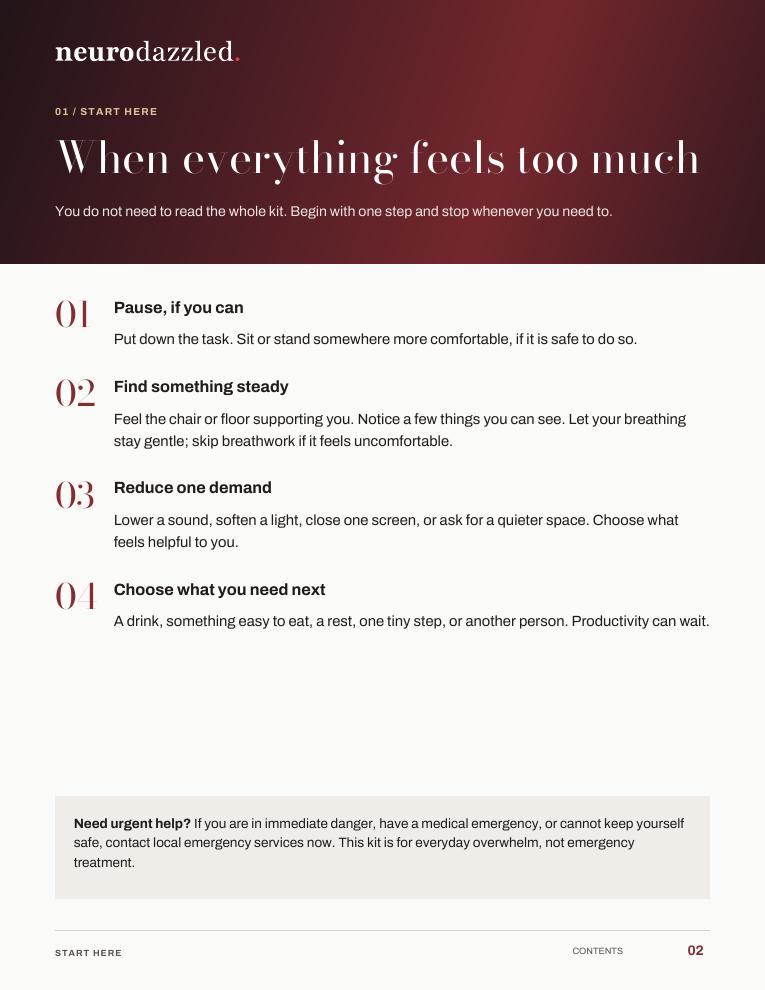 Sample page: a first reset when everything feels too much.